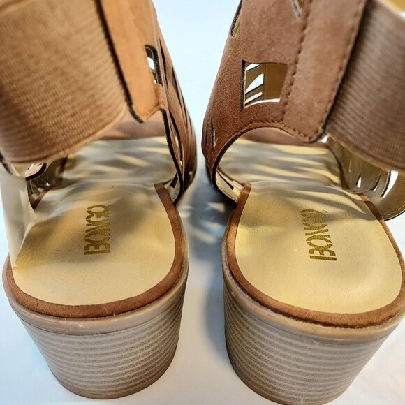 Womens Bongo Brown Block Heels Sandals Cutout Ankle Bootie Open Toe Shoe size 11 - Picture 8 of 12